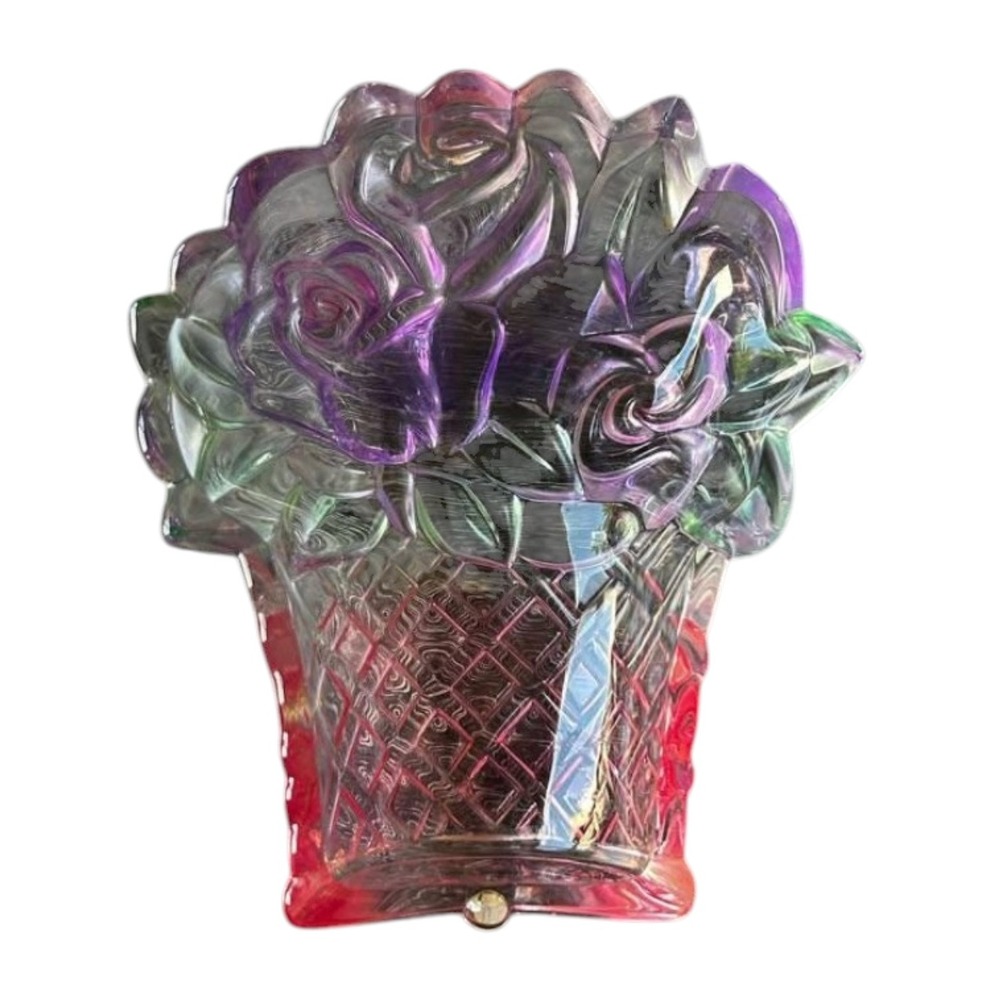 Studio‎ Nova Rose Basket Glass Candy Dish Vintage Floral Trinket Bowl